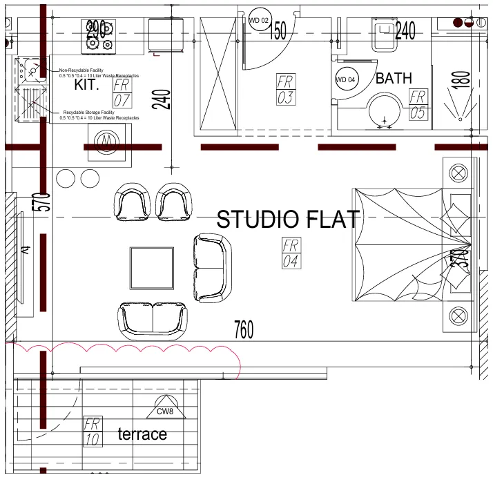 0 bedroom layout