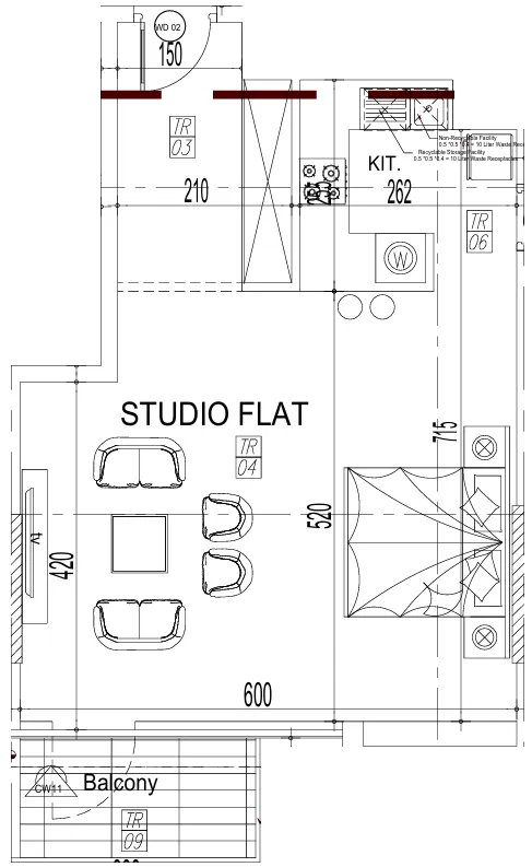 0 bedroom layout