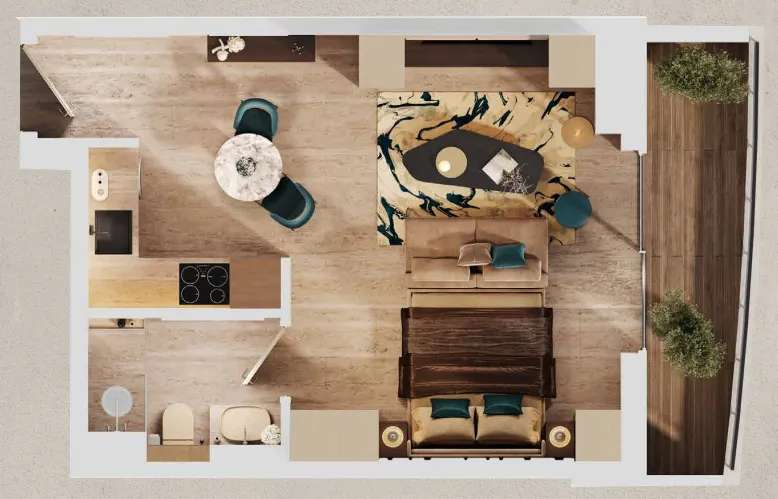 0 bedroom layout