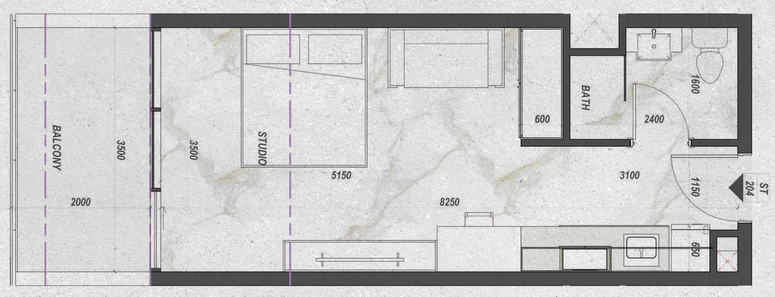 0 bedroom layout