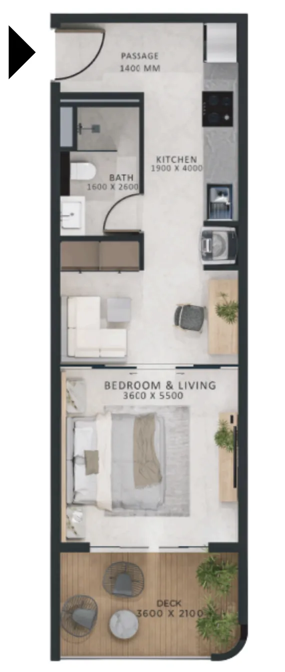 0 bedroom layout