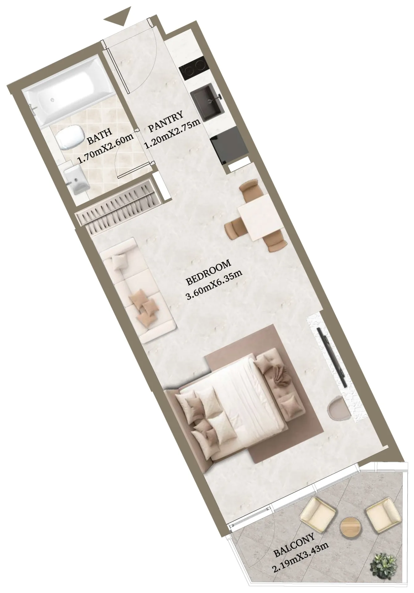 0 bedroom layout