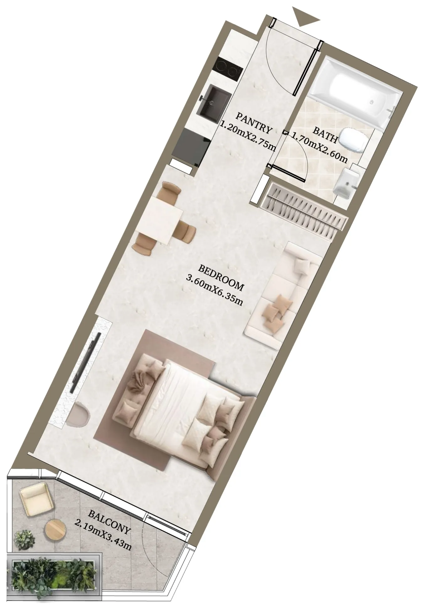 0 bedroom layout