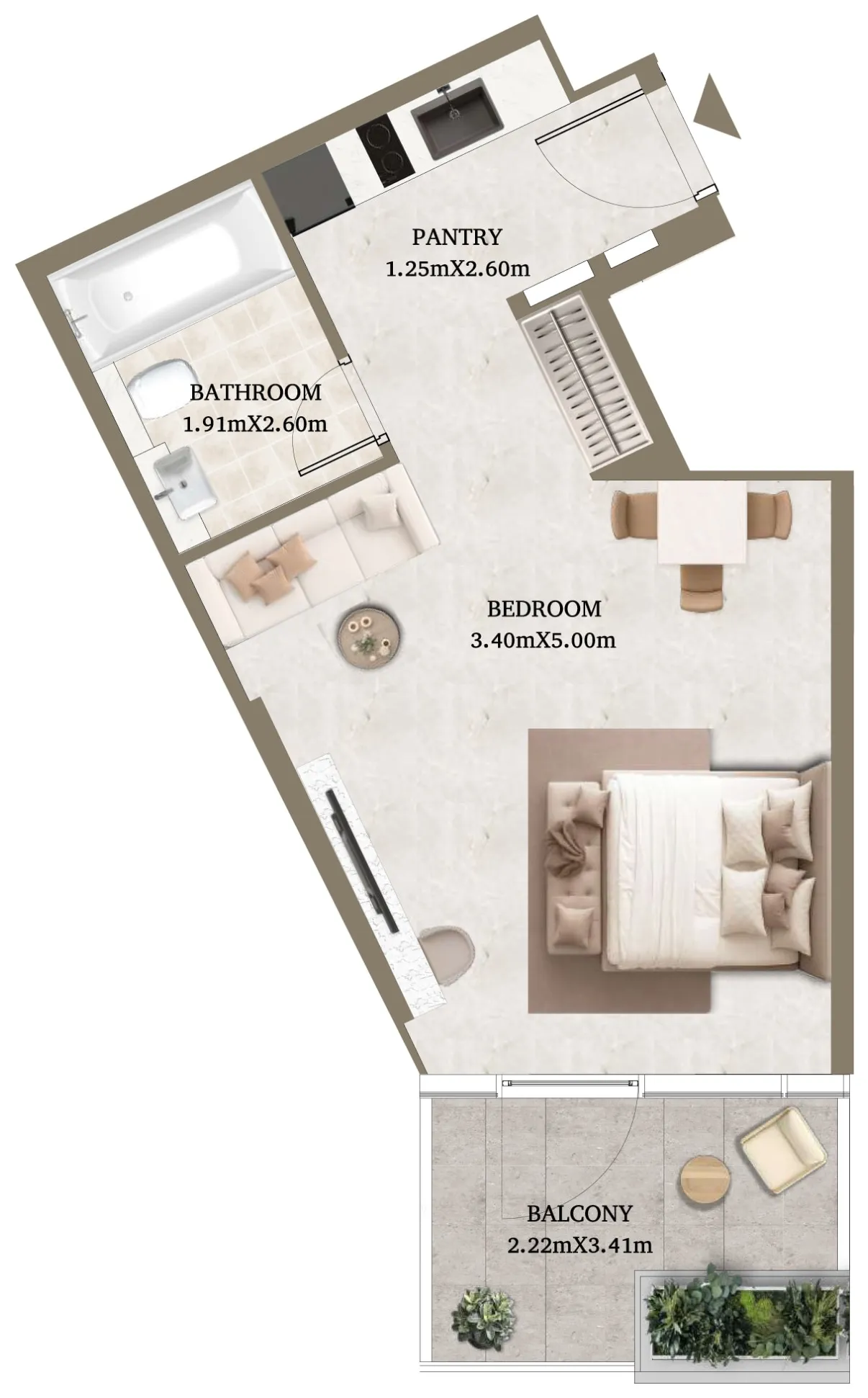 0 bedroom layout