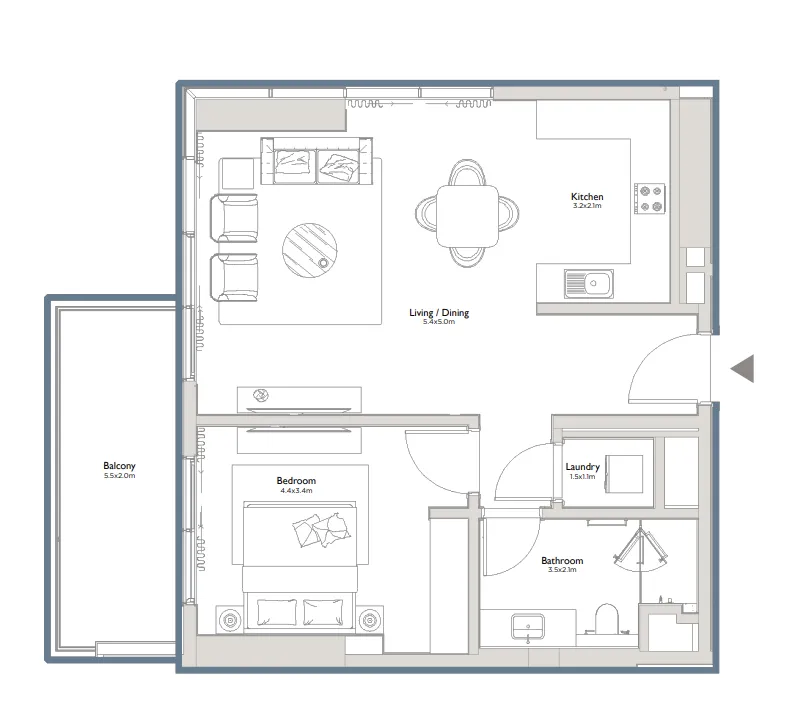 1 bedroom layout