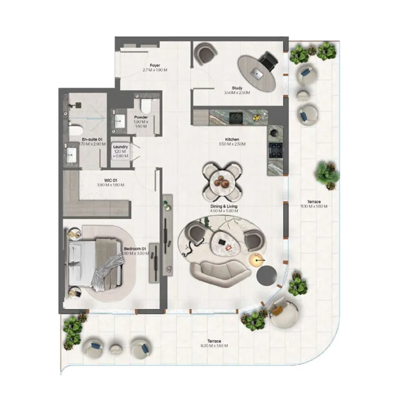 1 bedroom layout