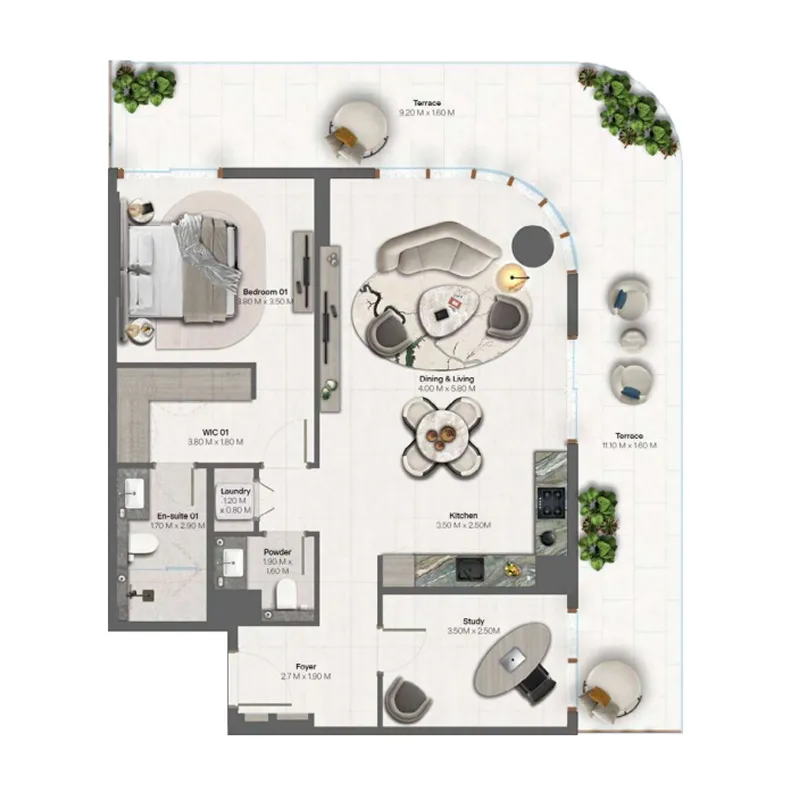 1 bedroom layout