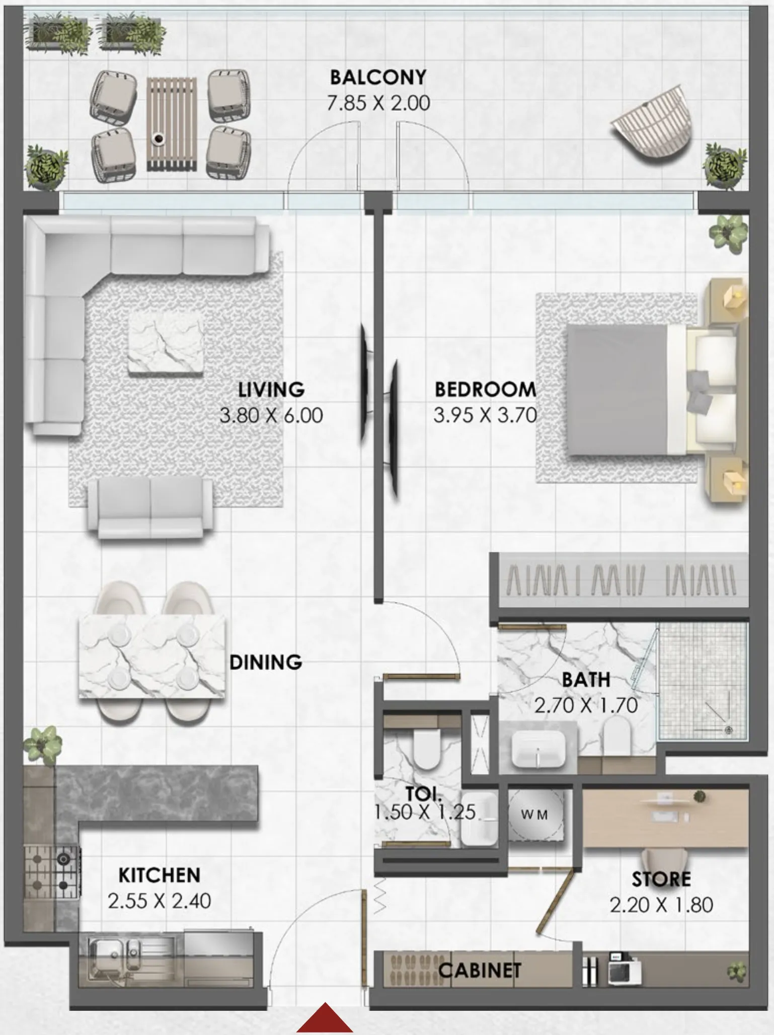 1 bedroom layout