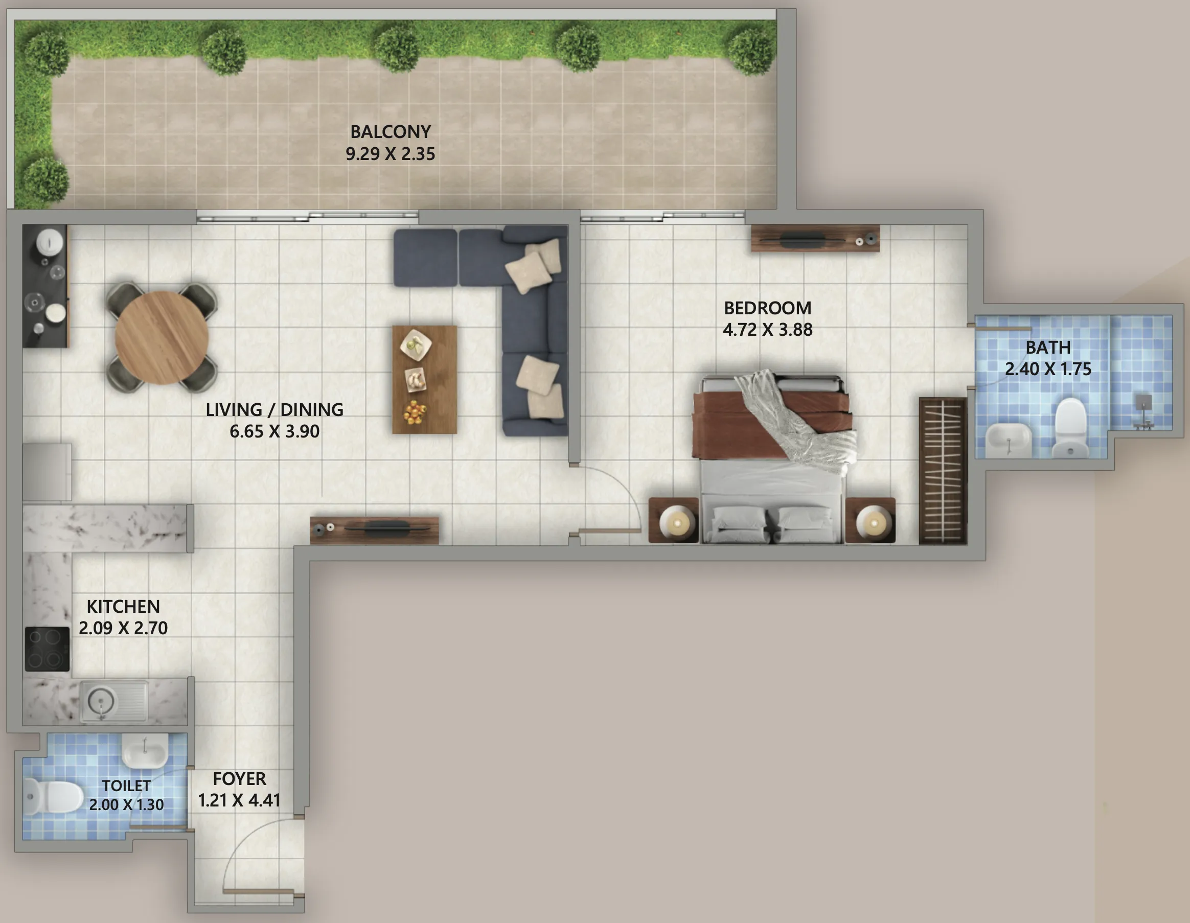 1 bedroom layout