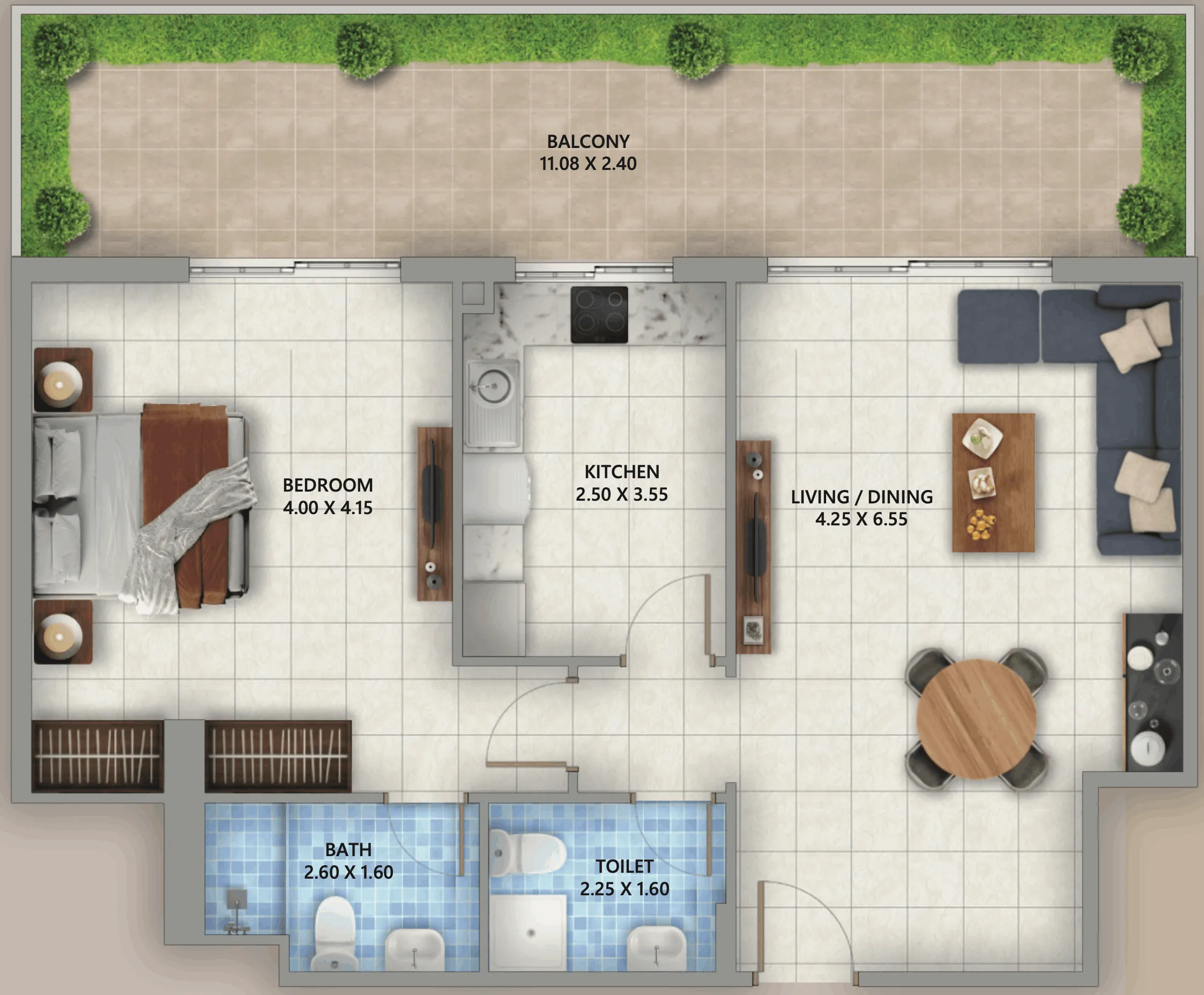 1 bedroom layout