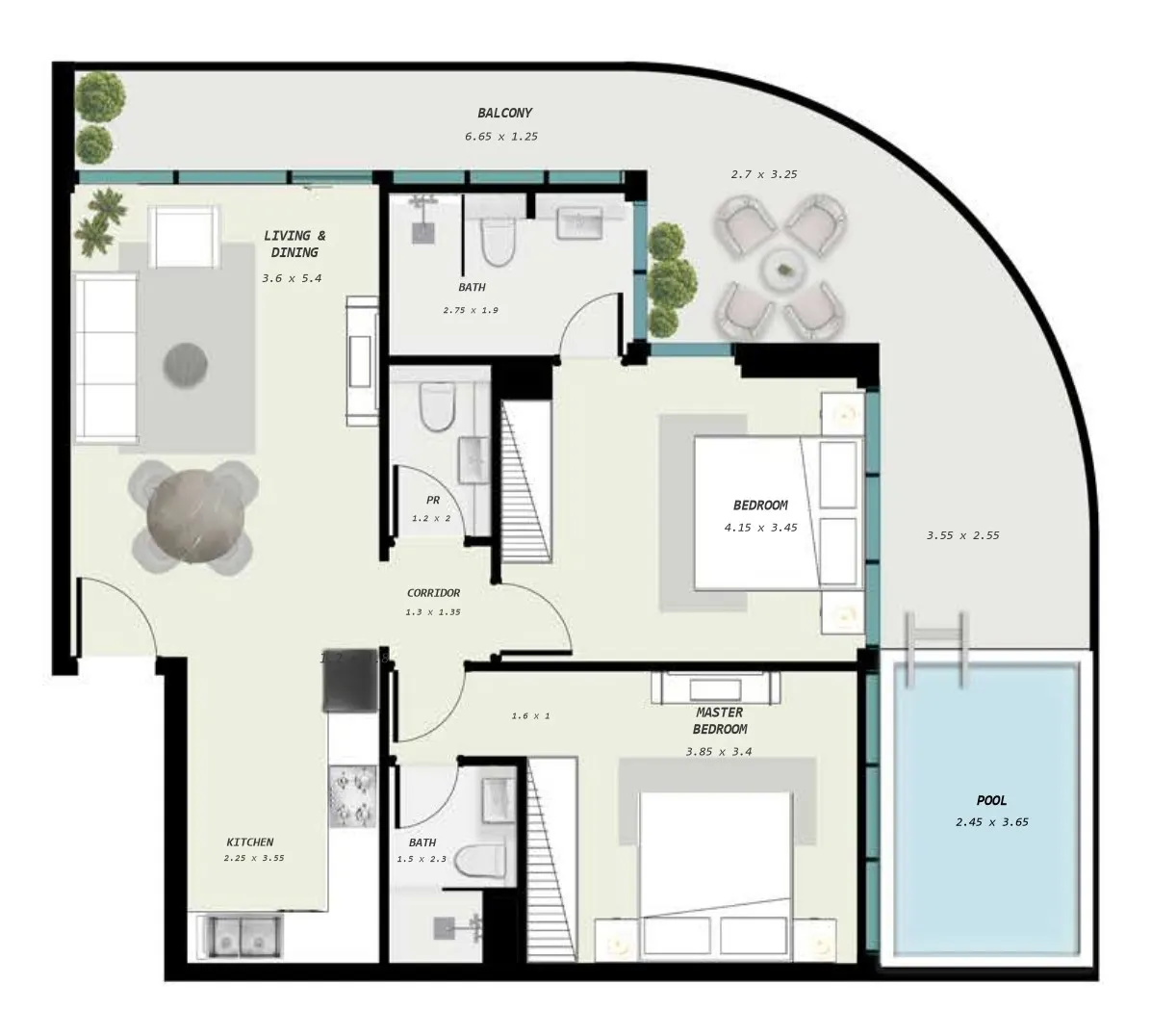 2 bedroom layout