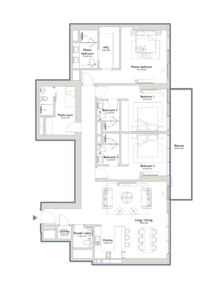 3 bedroom layout