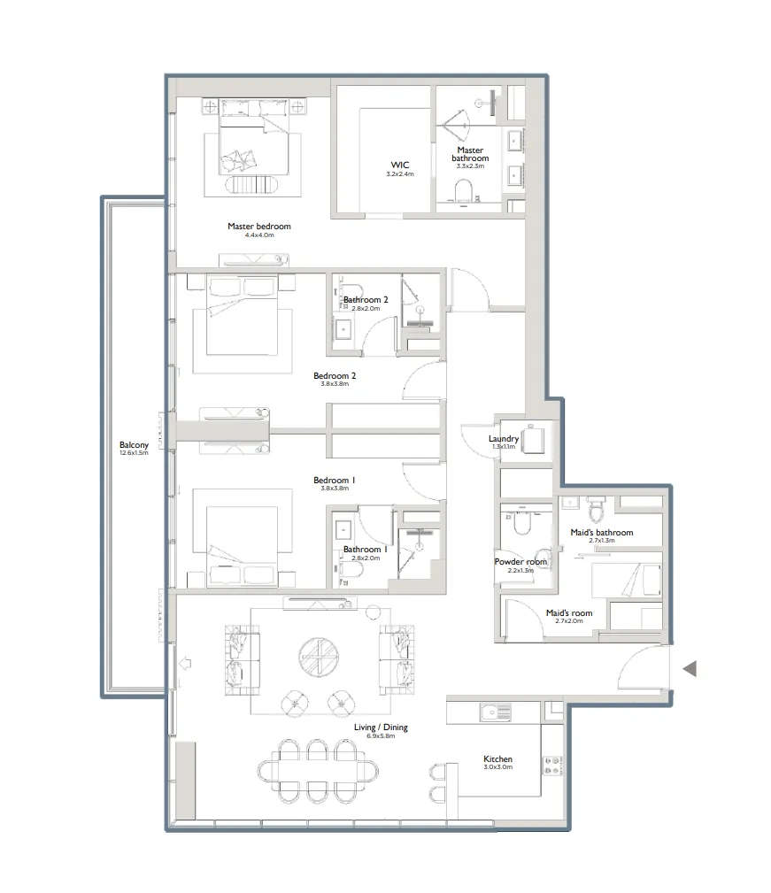 3 bedroom layout