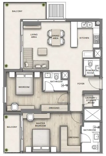 2 bedroom layout