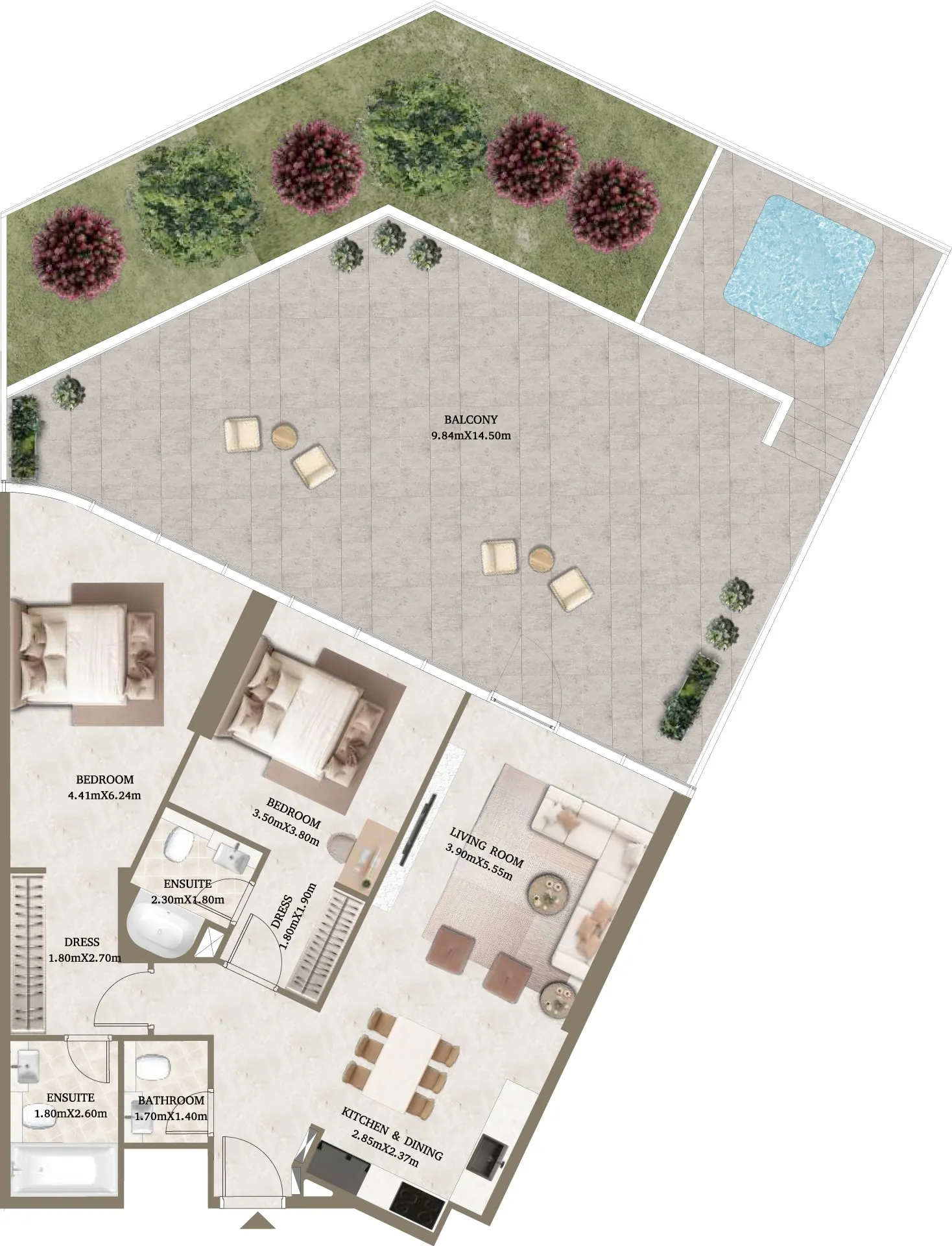 2 bedroom layout
