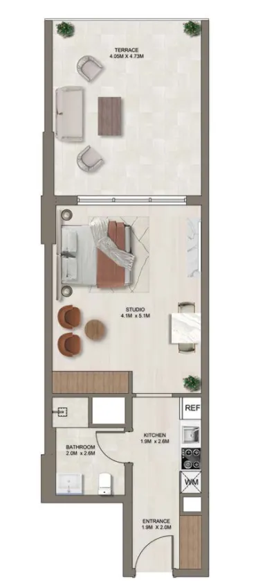 0 bedroom layout