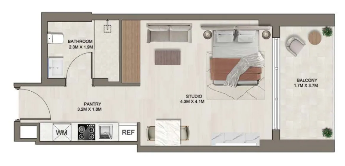 0 bedroom layout