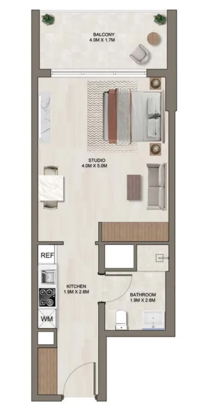 0 bedroom layout