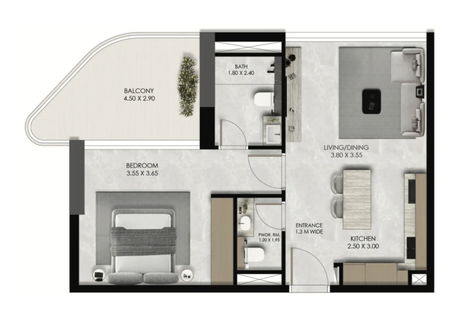 1 bedroom layout