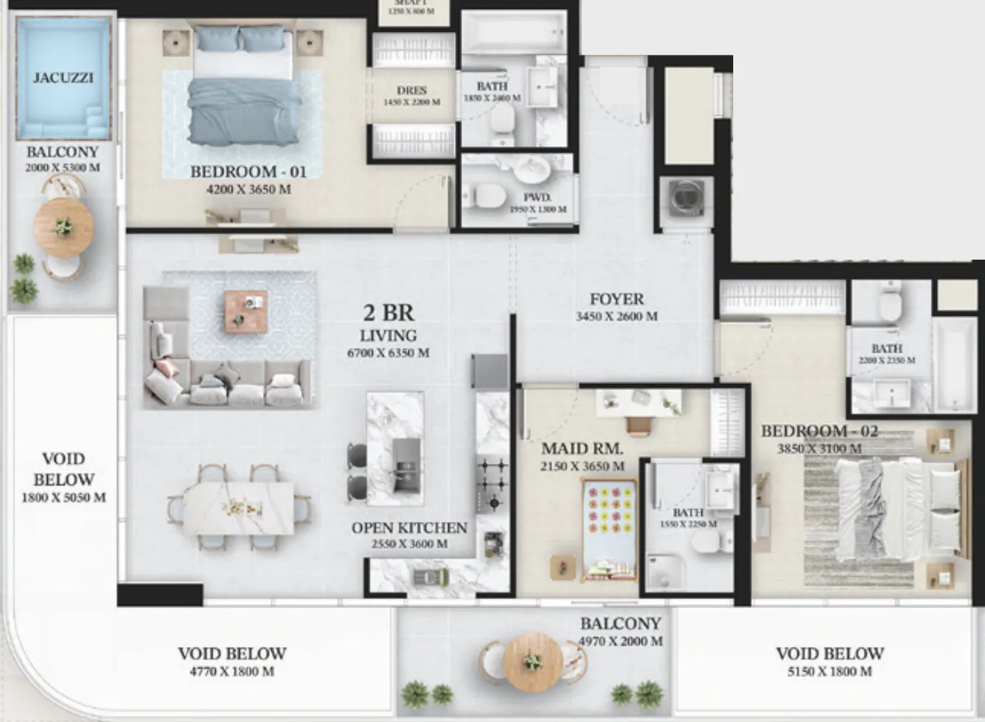 2 bedroom layout