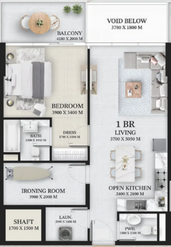 1 bedroom layout