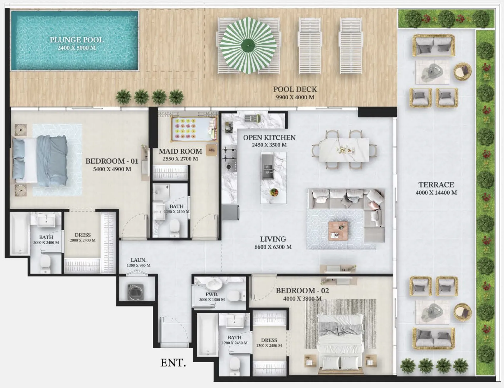2 bedroom layout