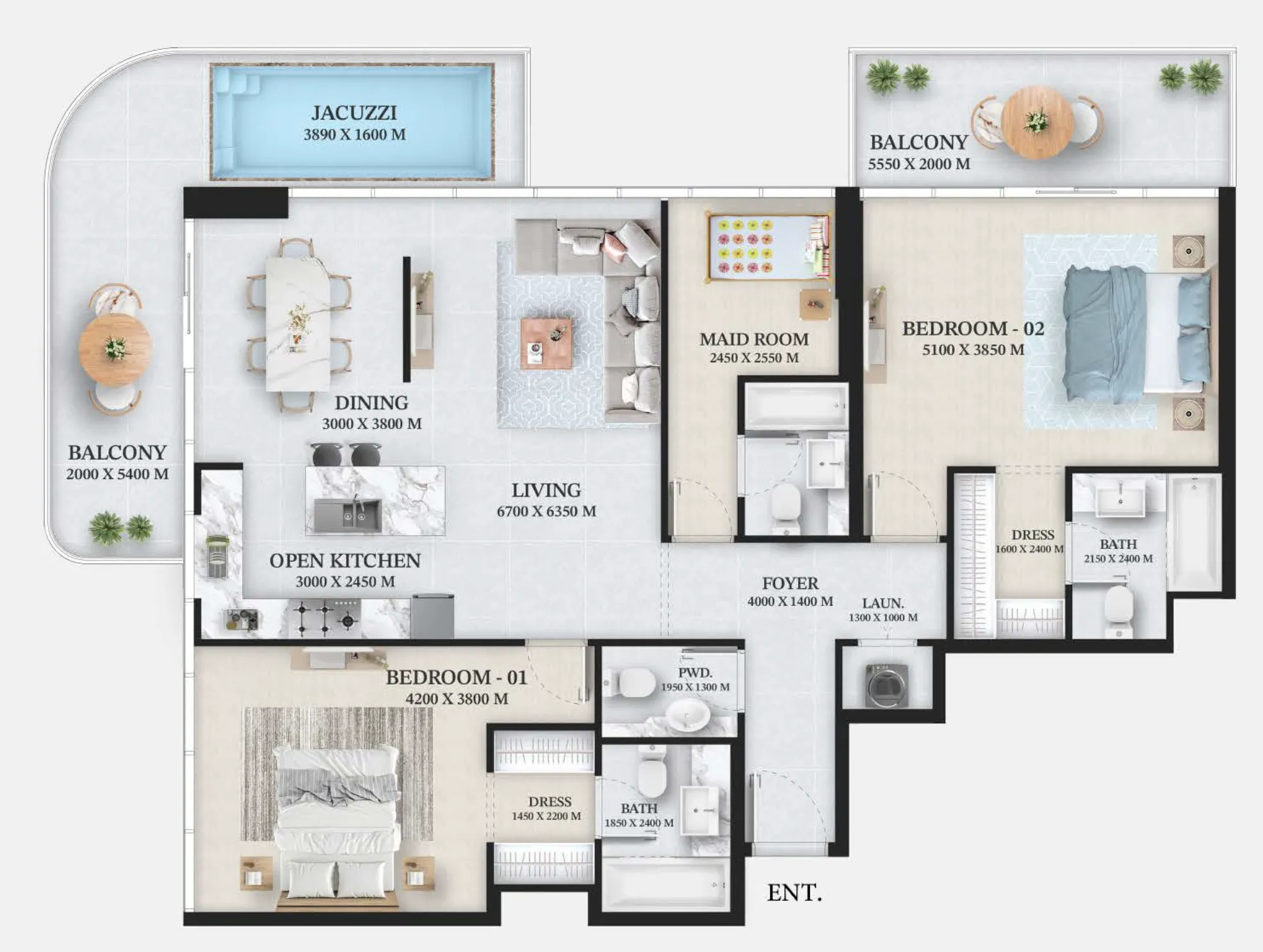 2 bedroom layout