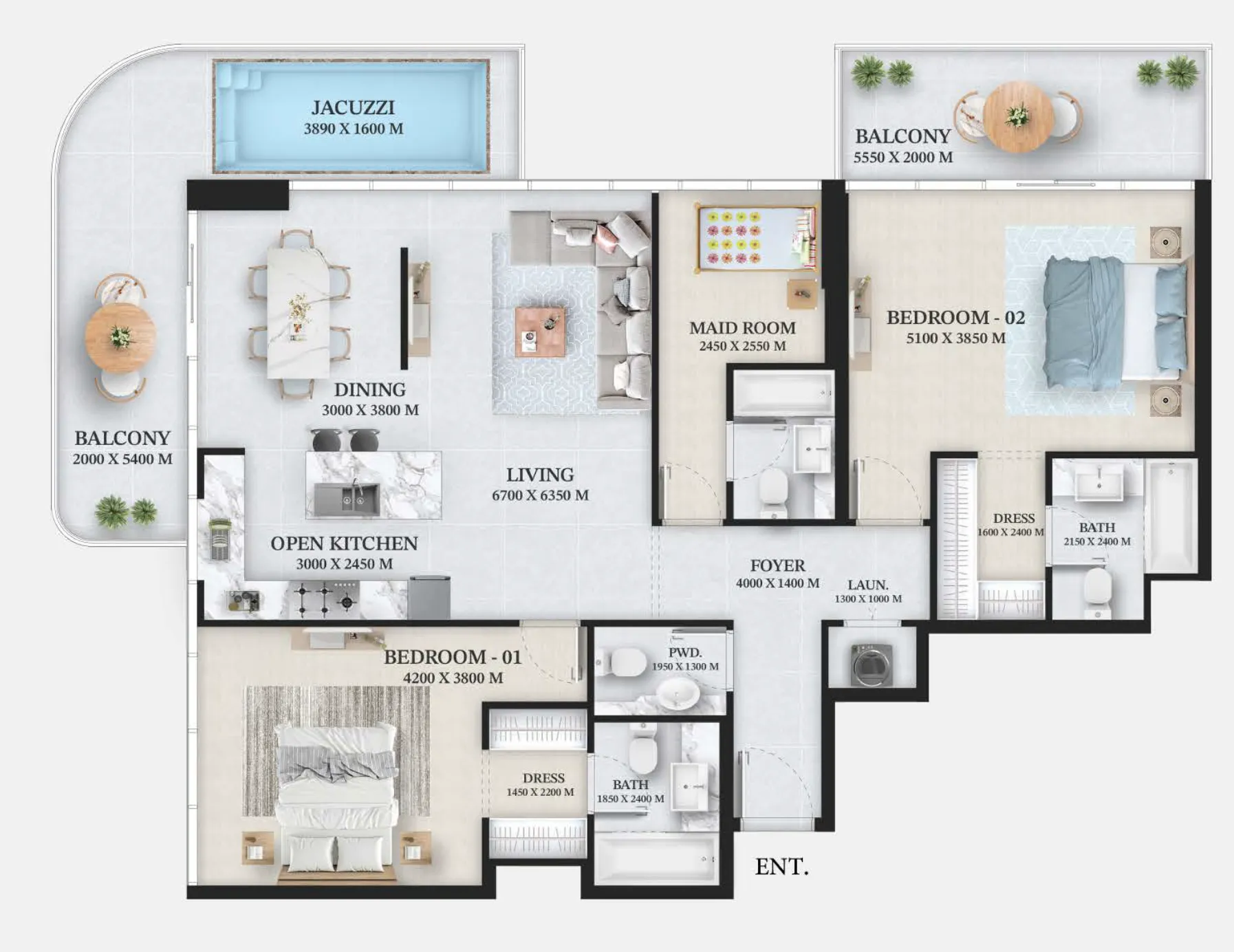 2 bedroom layout