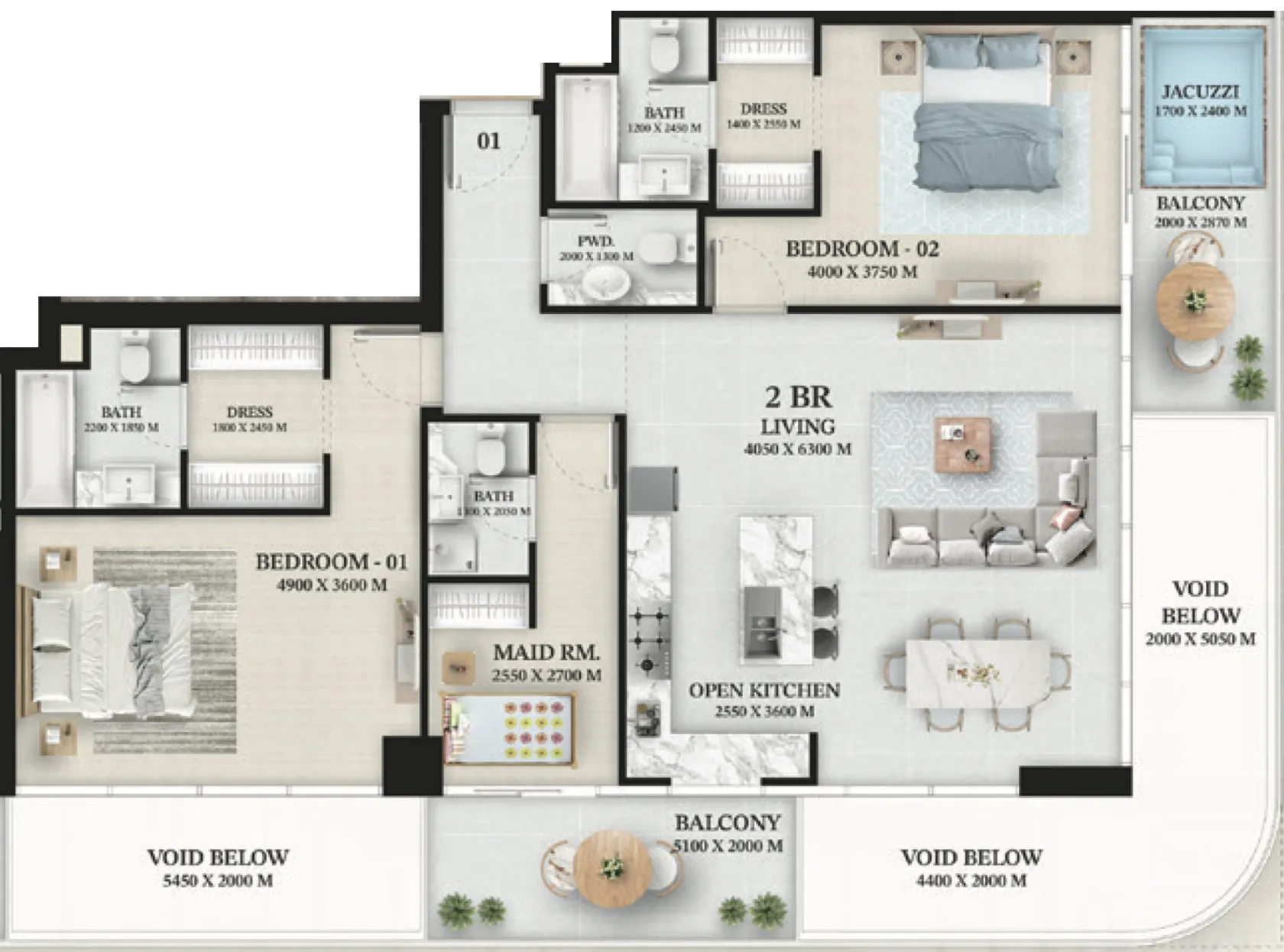 2 bedroom layout