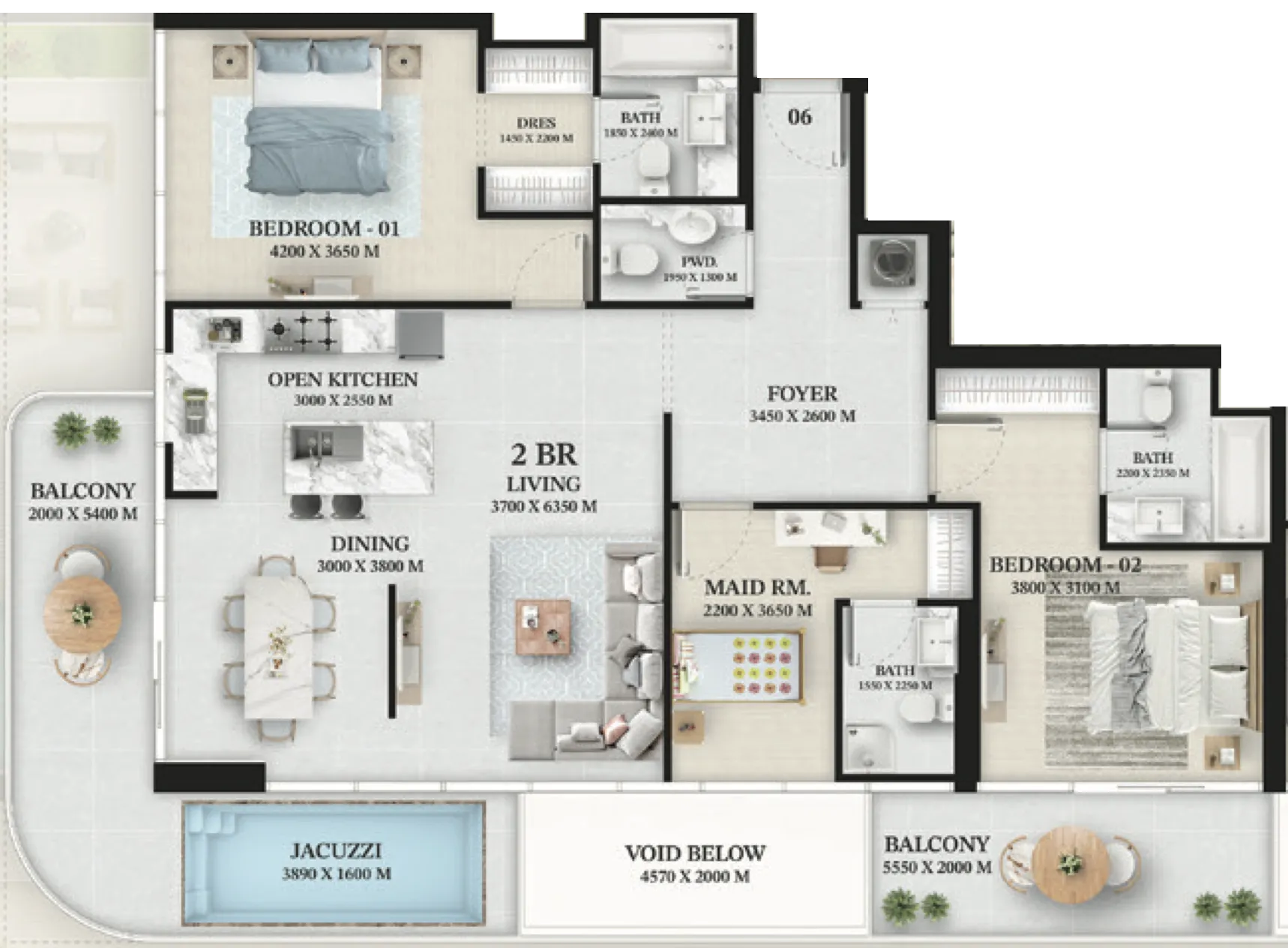 2 bedroom layout