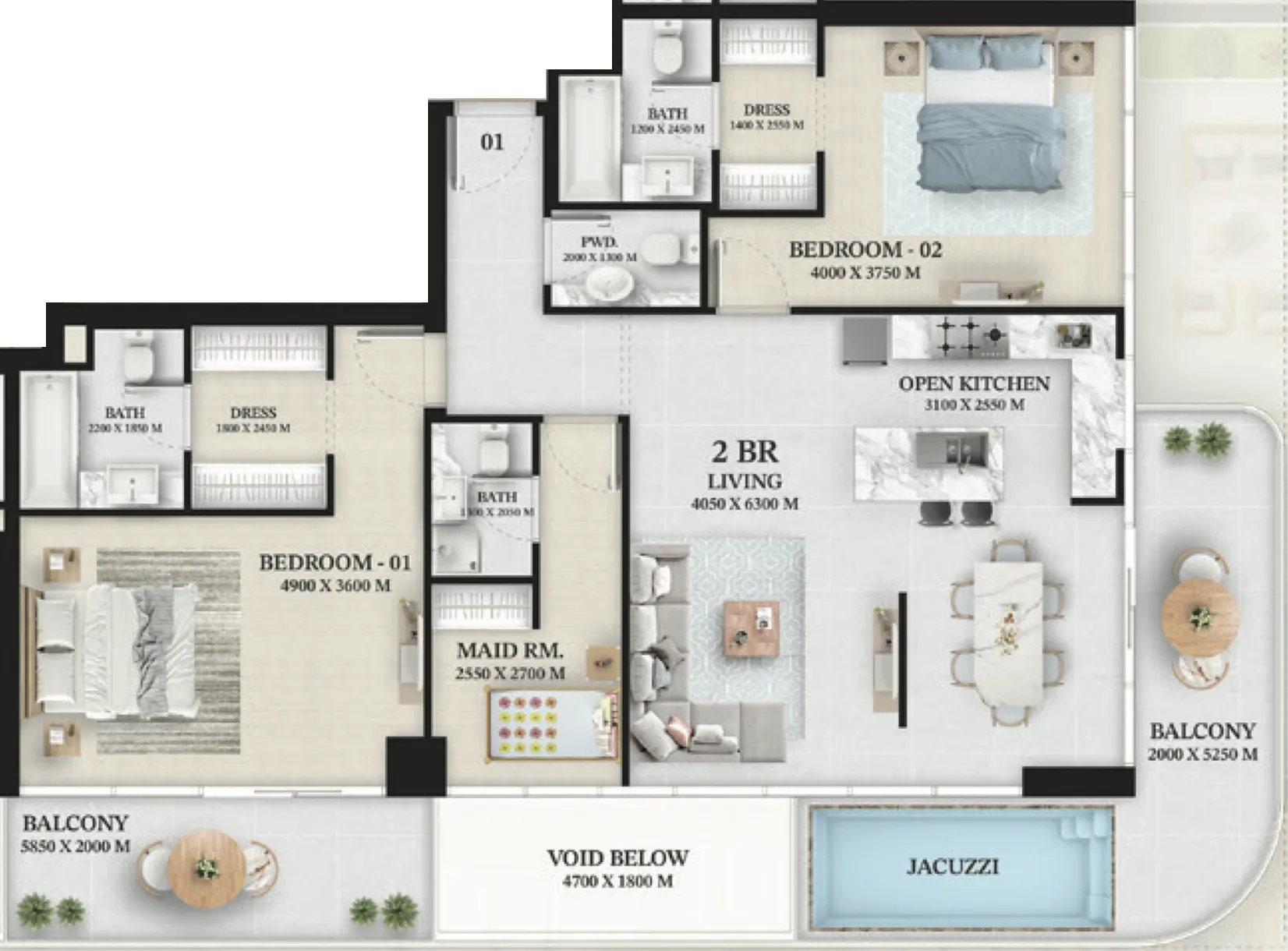 2 bedroom layout