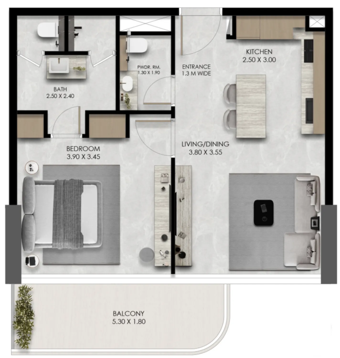 1 bedroom layout