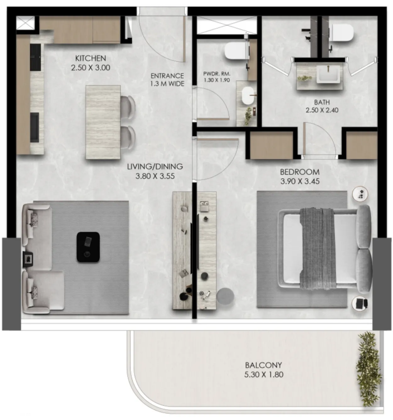 1 bedroom layout