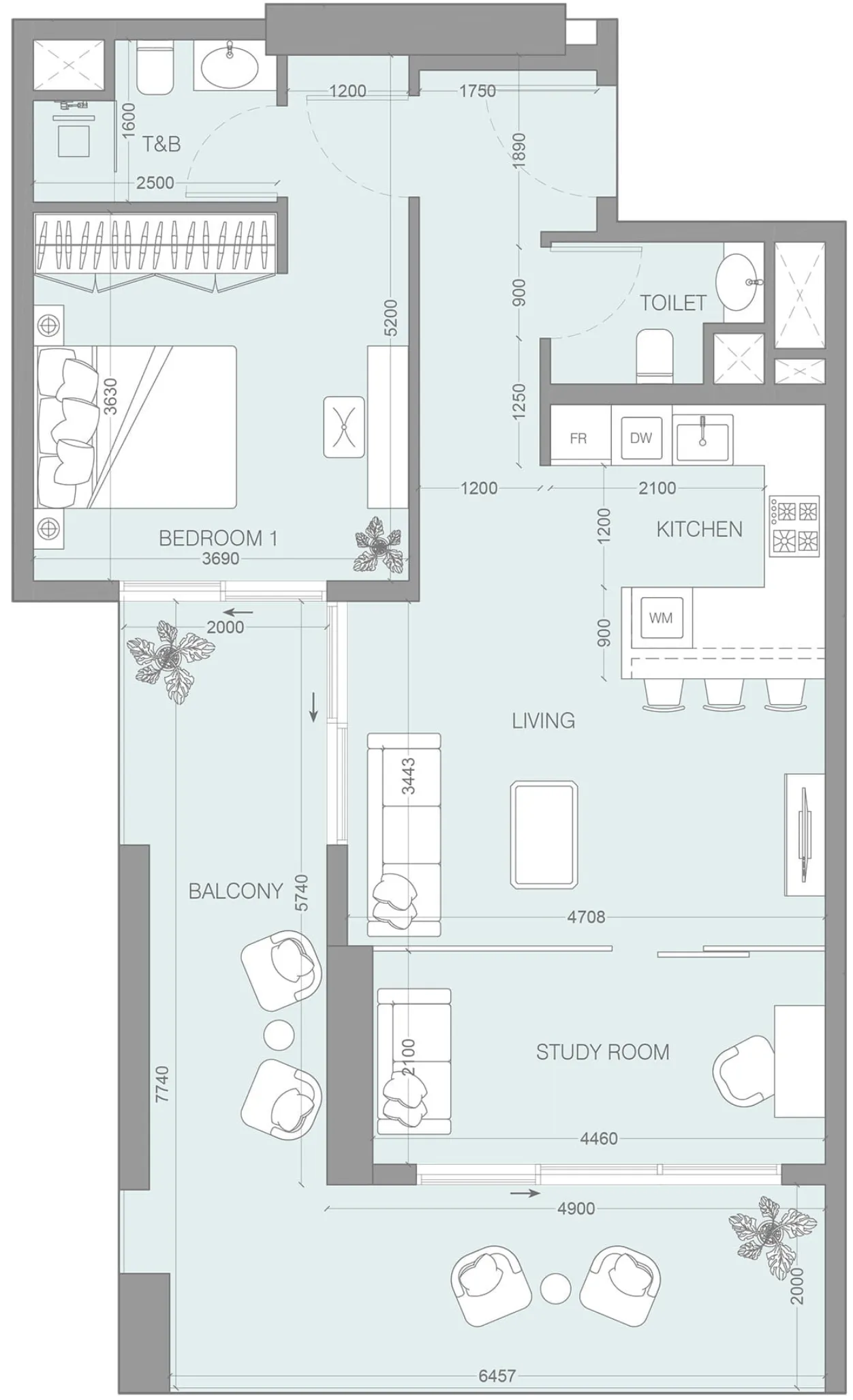 1 bedroom layout