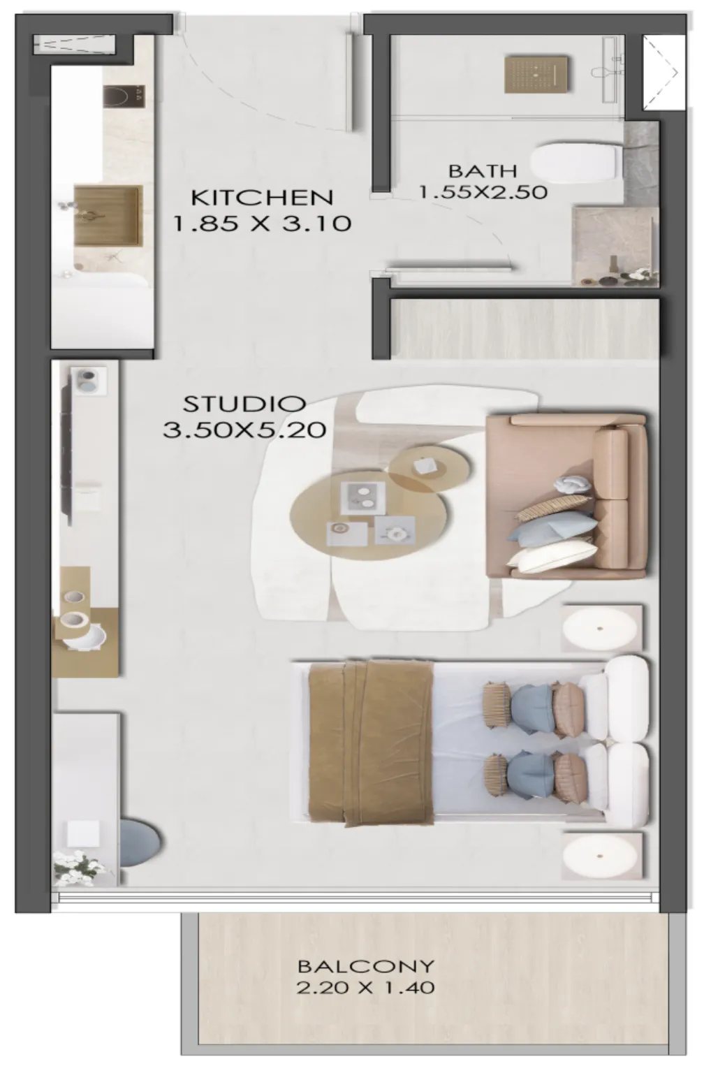 0 bedroom layout