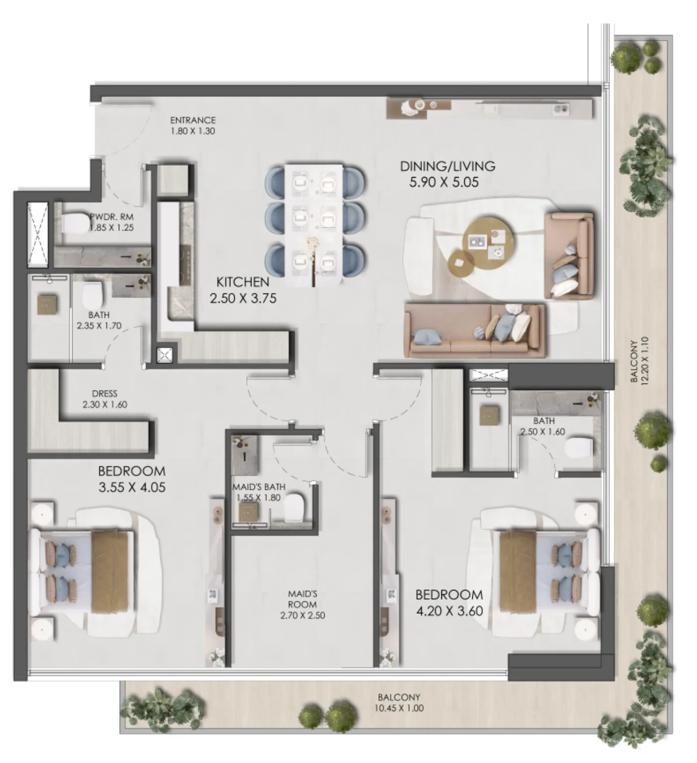 2 bedroom layout