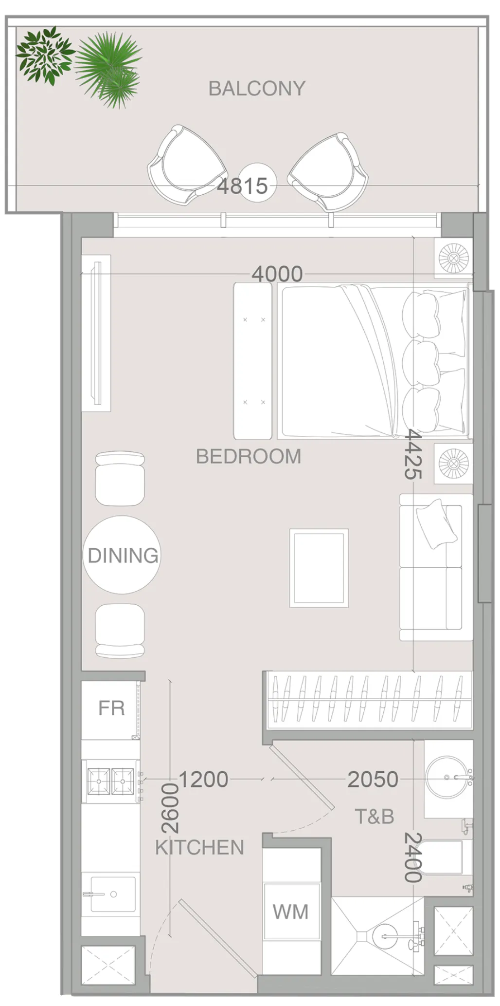 0 bedroom layout
