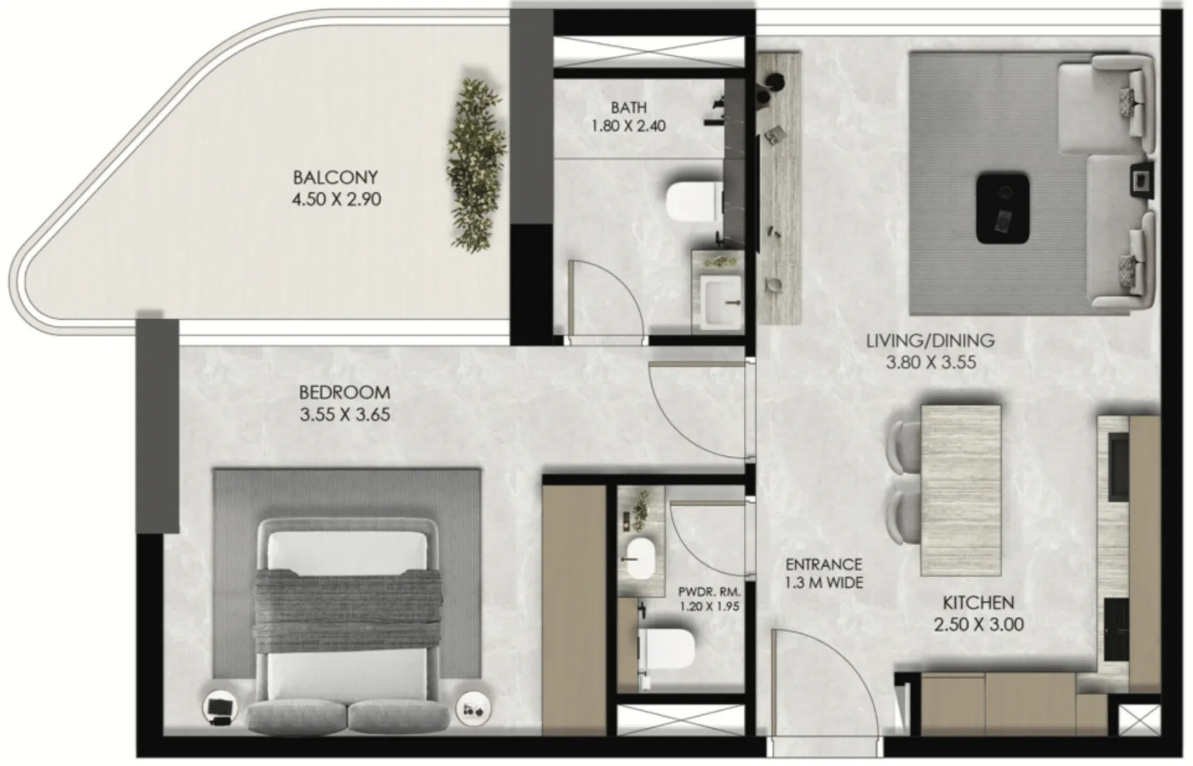 1 bedroom layout