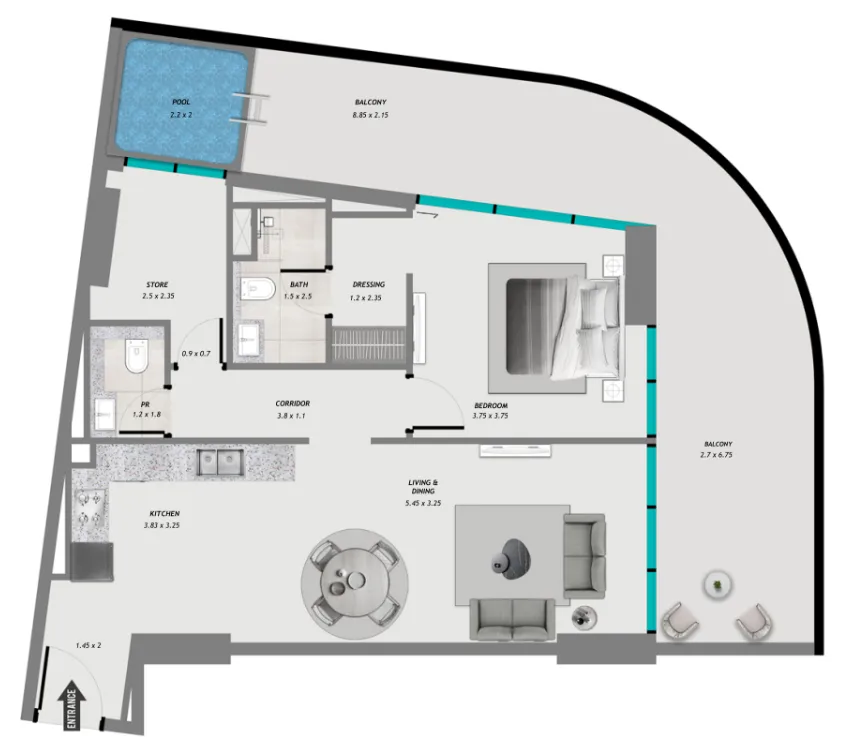1 bedroom layout
