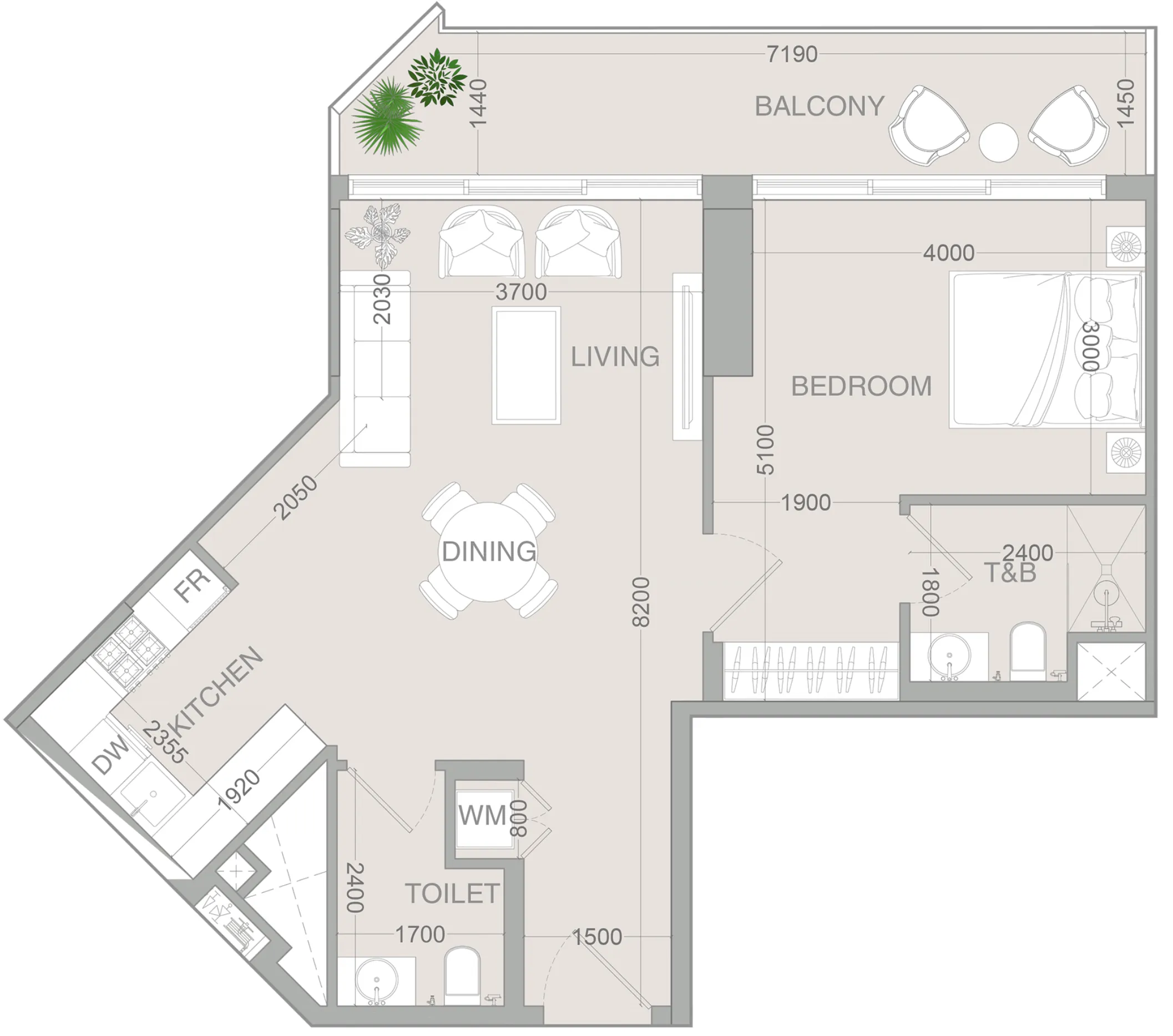 1 bedroom layout