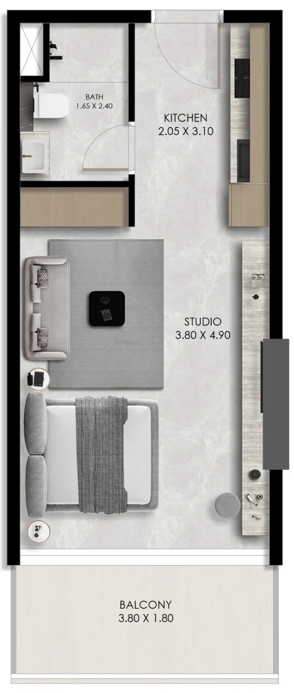 0 bedroom layout