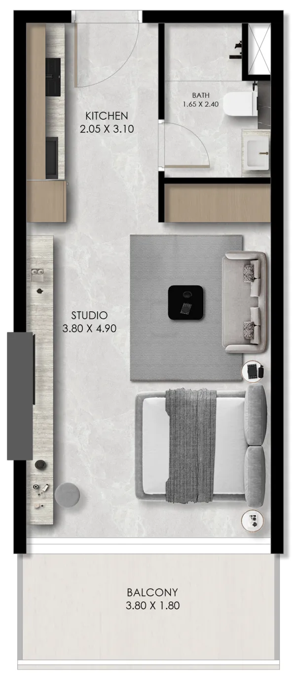 0 bedroom layout
