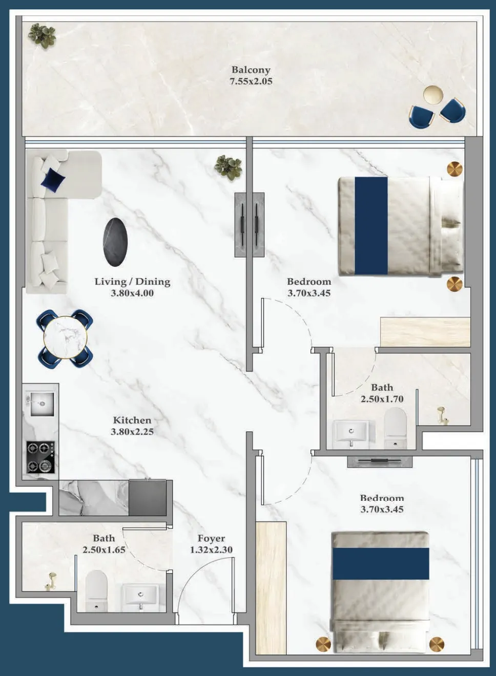 2 bedroom layout