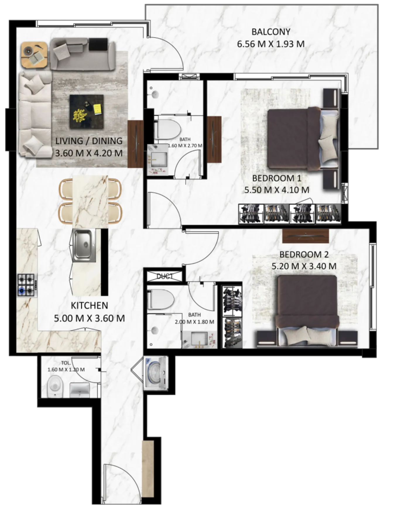 2 bedroom layout