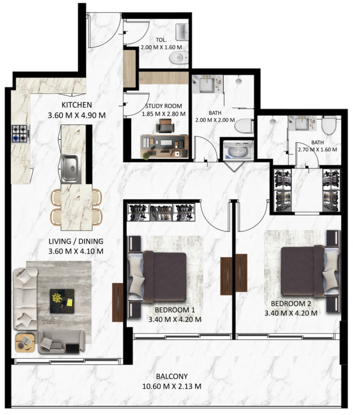 2 bedroom layout