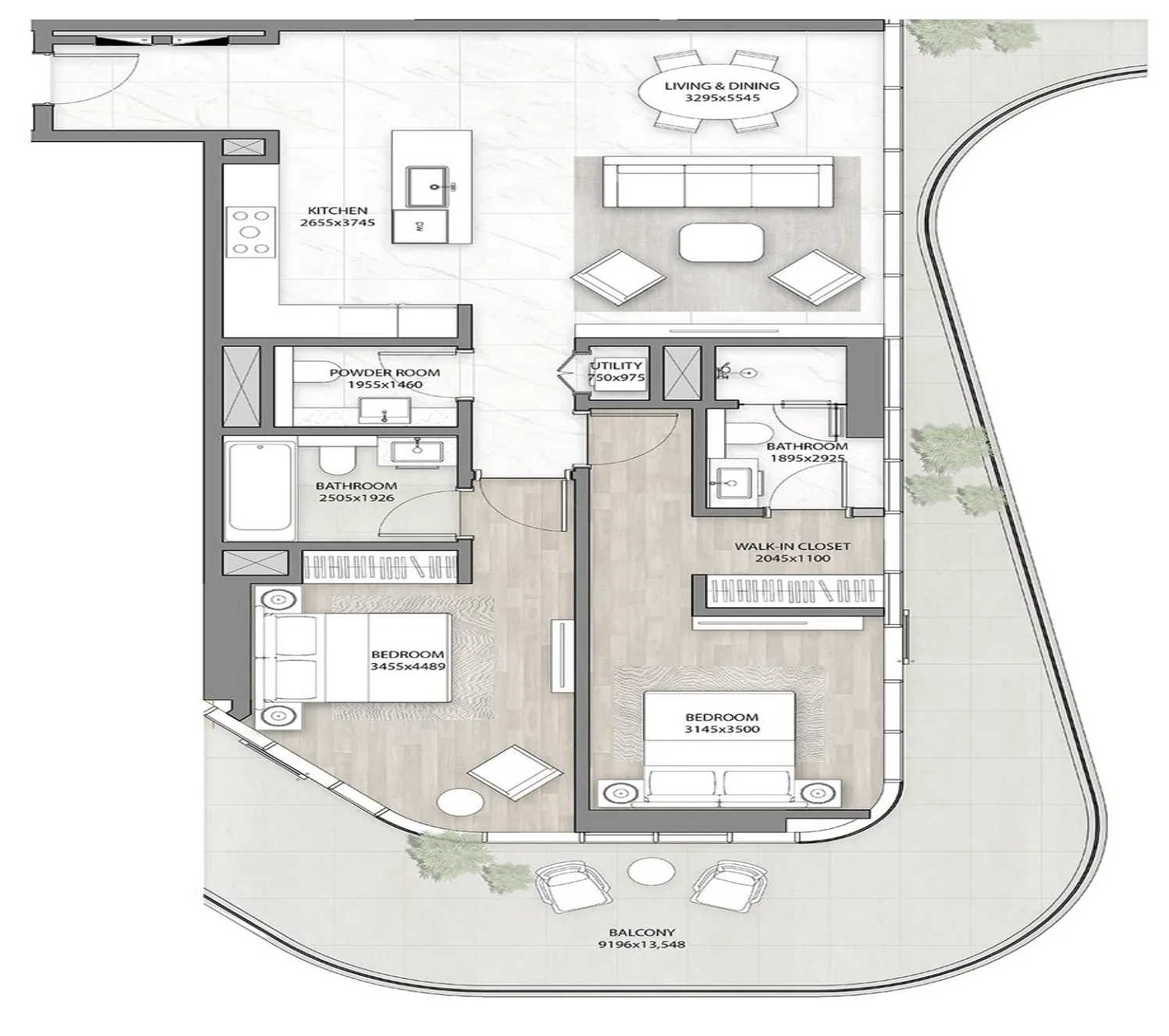 2 bedroom layout