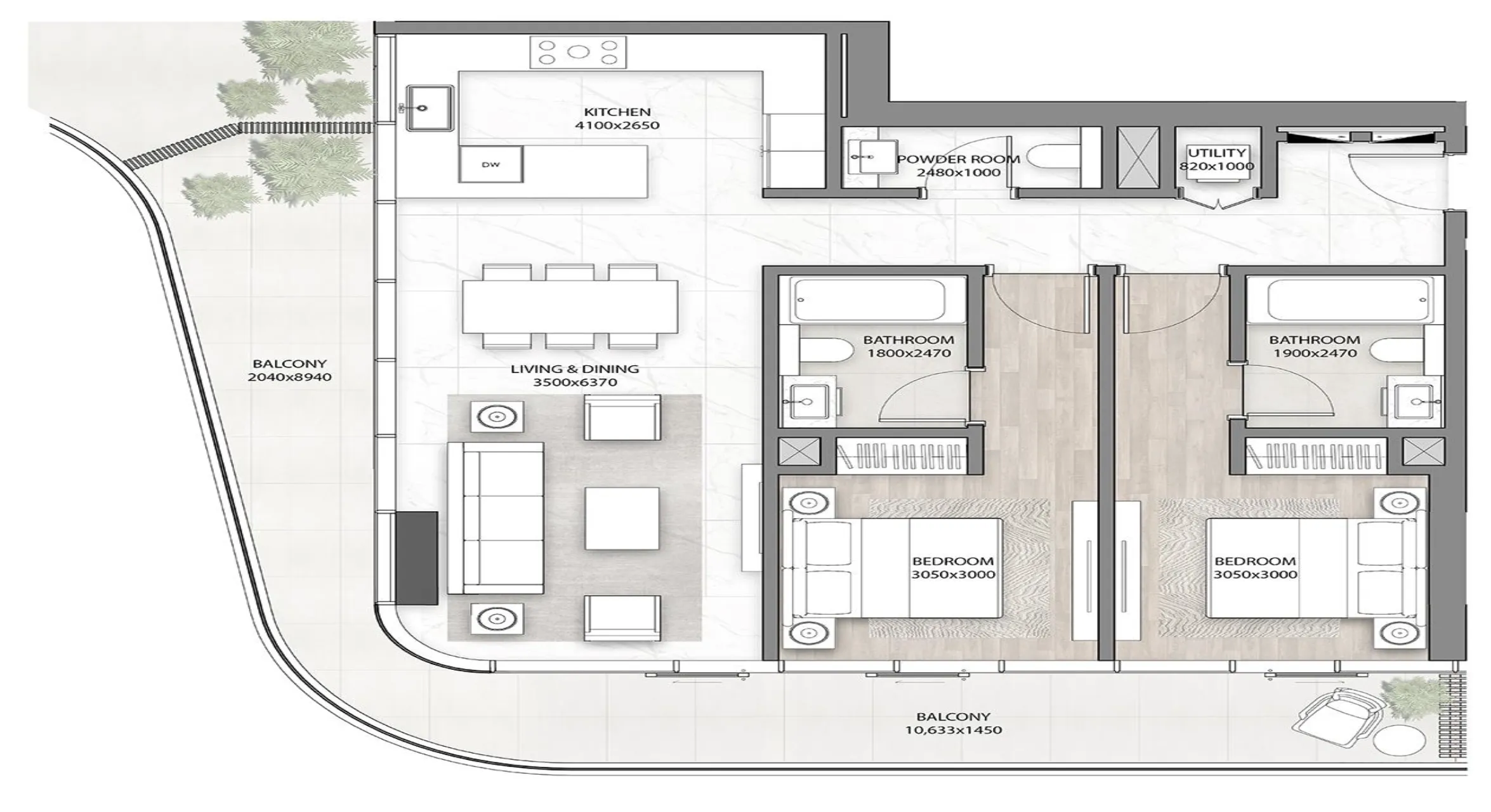 2 bedroom layout
