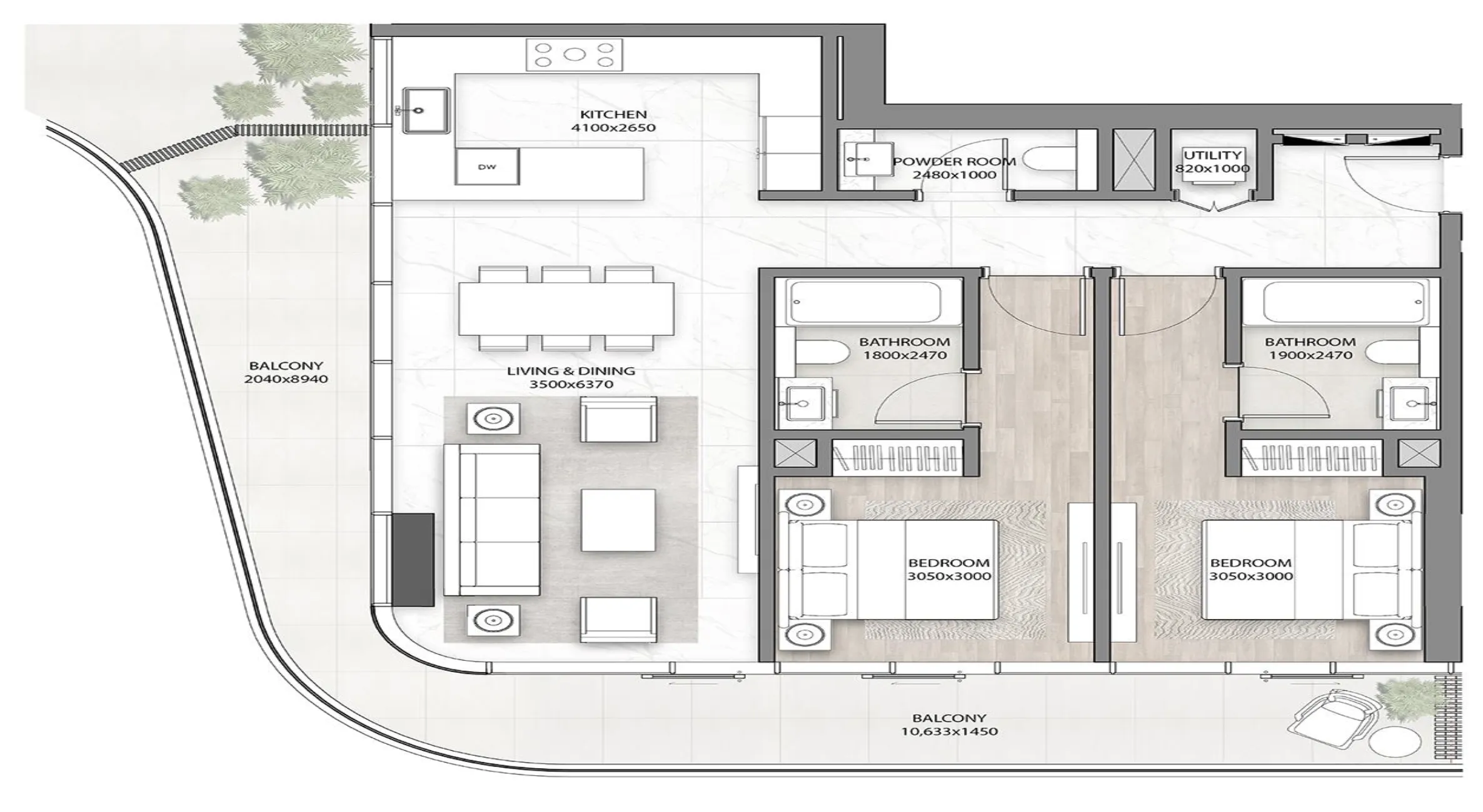 2 bedroom layout