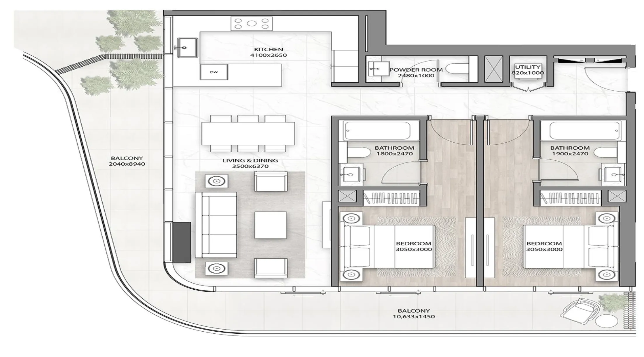 1 bedroom layout