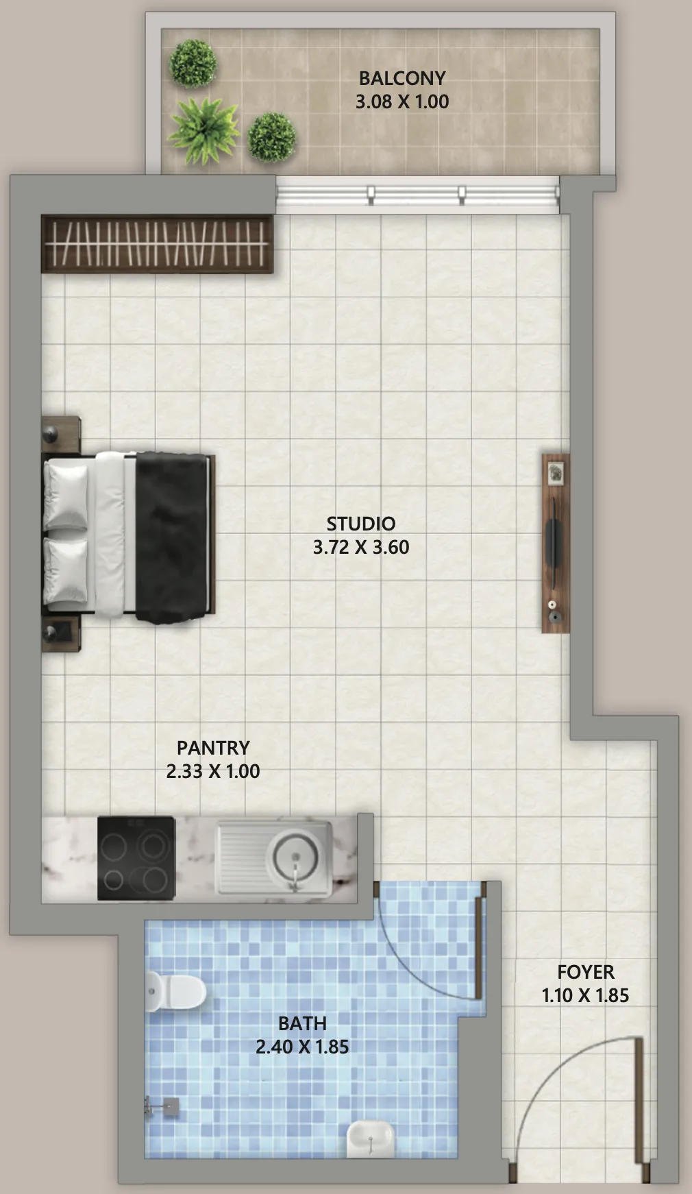 0 bedroom layout